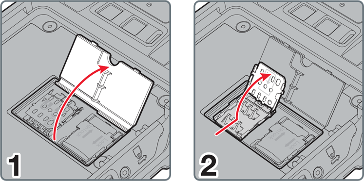microSIM kortelės įdėjimas - 1 žingsnis