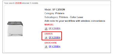 Preuzimanje upravljačkog programa pisača - 3. korak