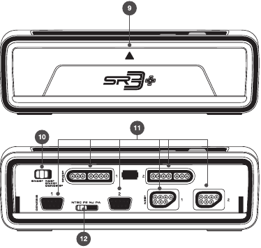 Componentes y funciones de la consola - VISTA FRONTAL