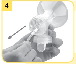 Rimuovere i tubi flessibili dalla coppetta per il seno