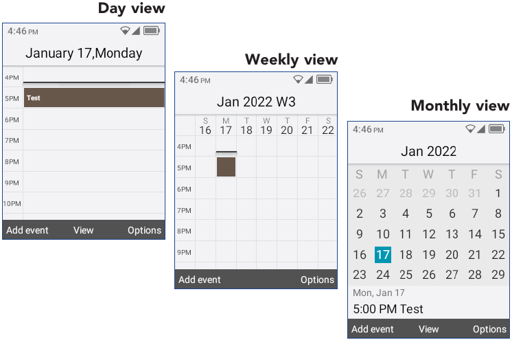 Vista multimodo de Calendario