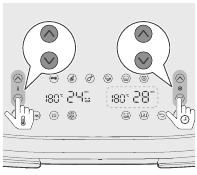 Tlač&iacute;tka pro zv&yacute;&scaron;en&iacute;/sn&iacute;žen&iacute; teploty a času