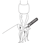 Ilustrație a curățării m&acirc;nerului periuței de dinți