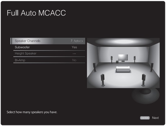 MCACC SETUP экраны