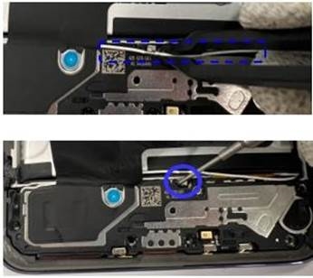 Sustituir el altavoz inferior - Desmontaje - Paso 2