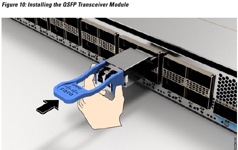 Instalaci&oacute;n del m&oacute;dulo transceptor QSFP - Paso 1