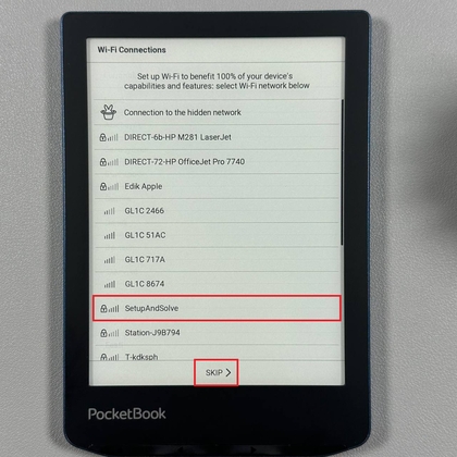 Wifi-instelscherm op PocketBook 634 Verse Pro