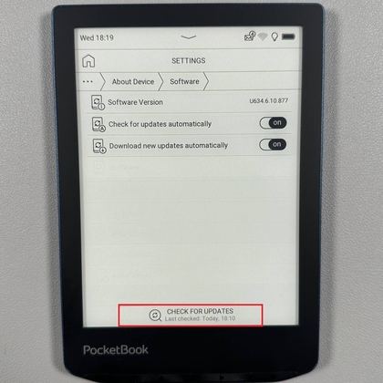Controleren op software-updates op PocketBook 634 Verse Pro