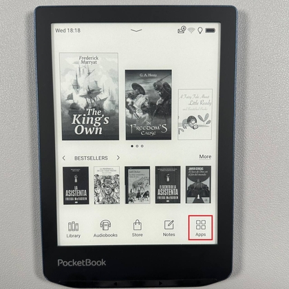 Apps-menu openen op PocketBook 634 Verse Pro