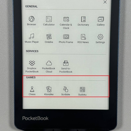 Lijst met beschikbare games op PocketBook
