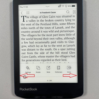 Tik en sleep de schuifregelaar om hoofdstukken over te slaan op de PocketBook 634 Verse Pro