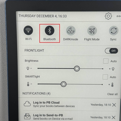 Bluetooth ingeschakeld op PocketBook 634 Verse Pro