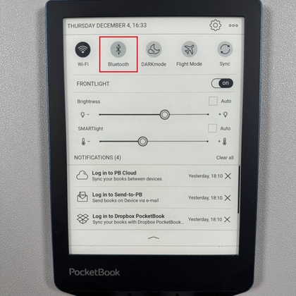 Bluetooth-pictogram in Snelle instellingen op PocketBook 634 Verse Pro