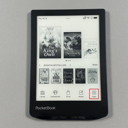 Apps-menu openen op PocketBook 634 Verse Pro