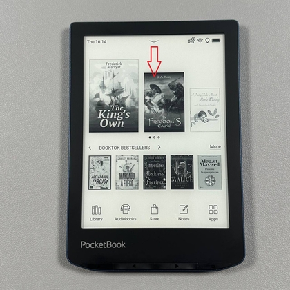 Omlaag vegen op PocketBook 634 Verse Pro om het navigatiemenu te openen