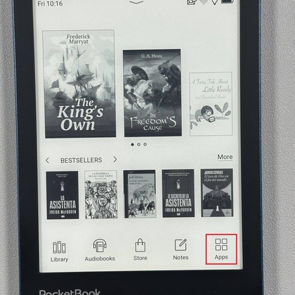 Het apps-menu openen op PocketBook 634 Verse Pro