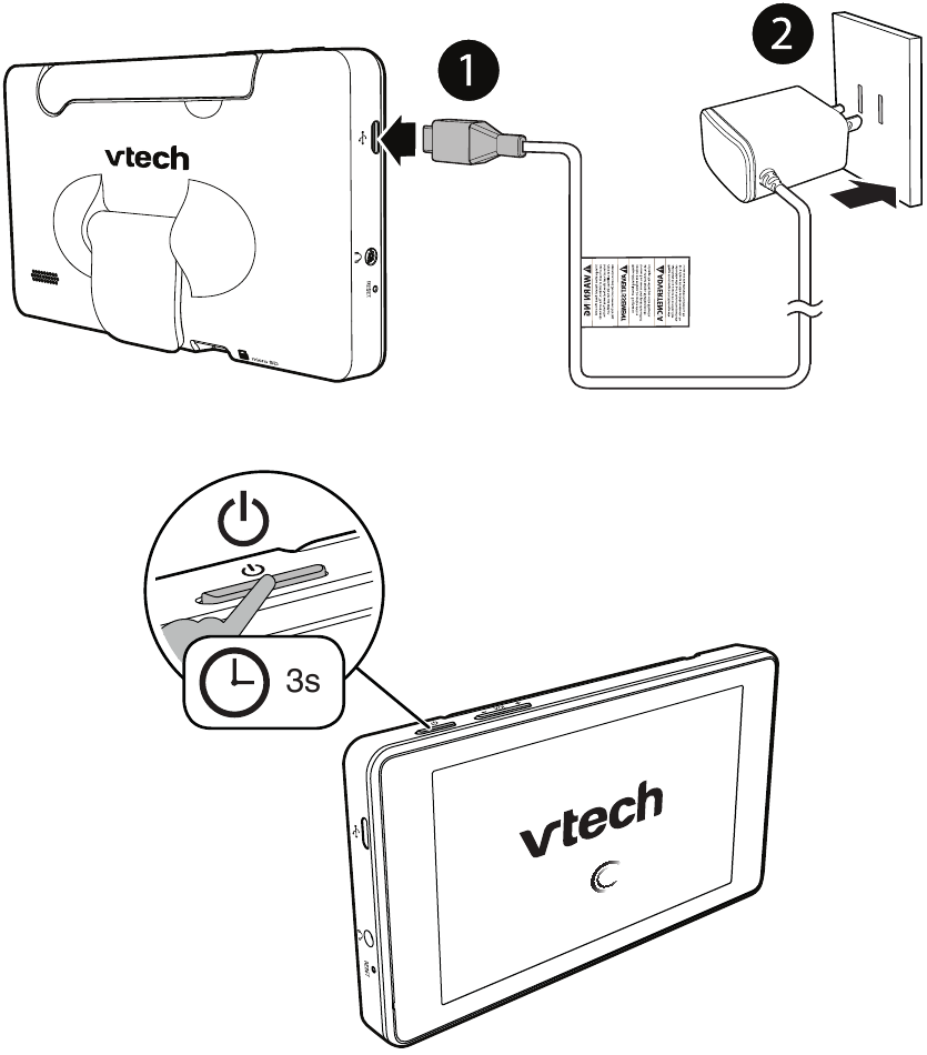 Connect and charge the parent unit