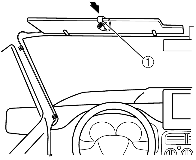 Untuk memasang di pelindung matahari - Langkah 2
