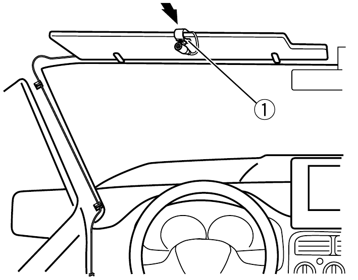 To install on the sun visor - Step 2