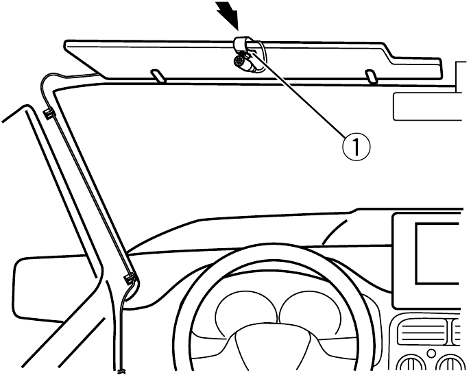 Installing the microphone on the sun visor - Step 2
