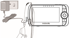 De stroomvoorziening van de ouderunit aansluiten