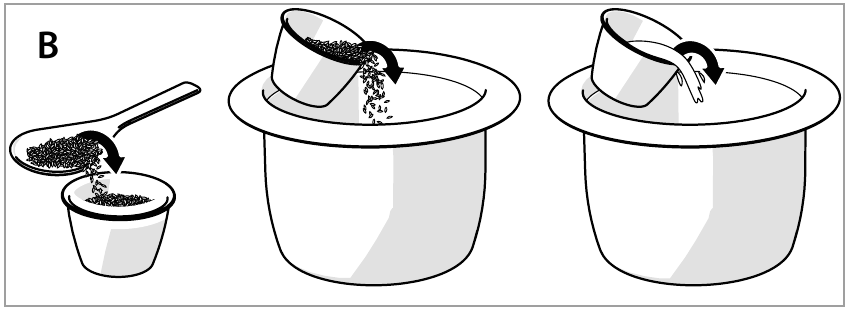 Dodajanje riža in vode