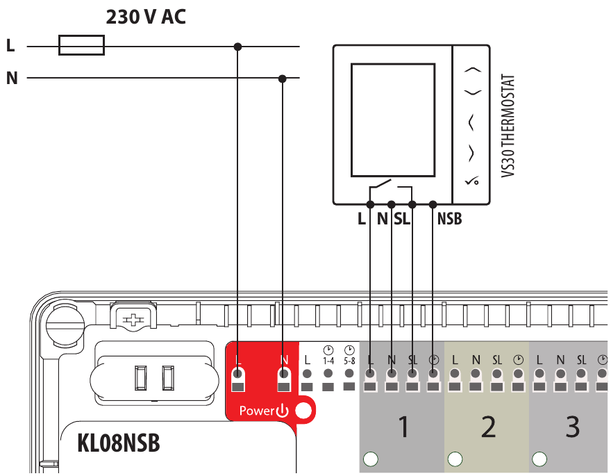 Thermostats connection - Example 1