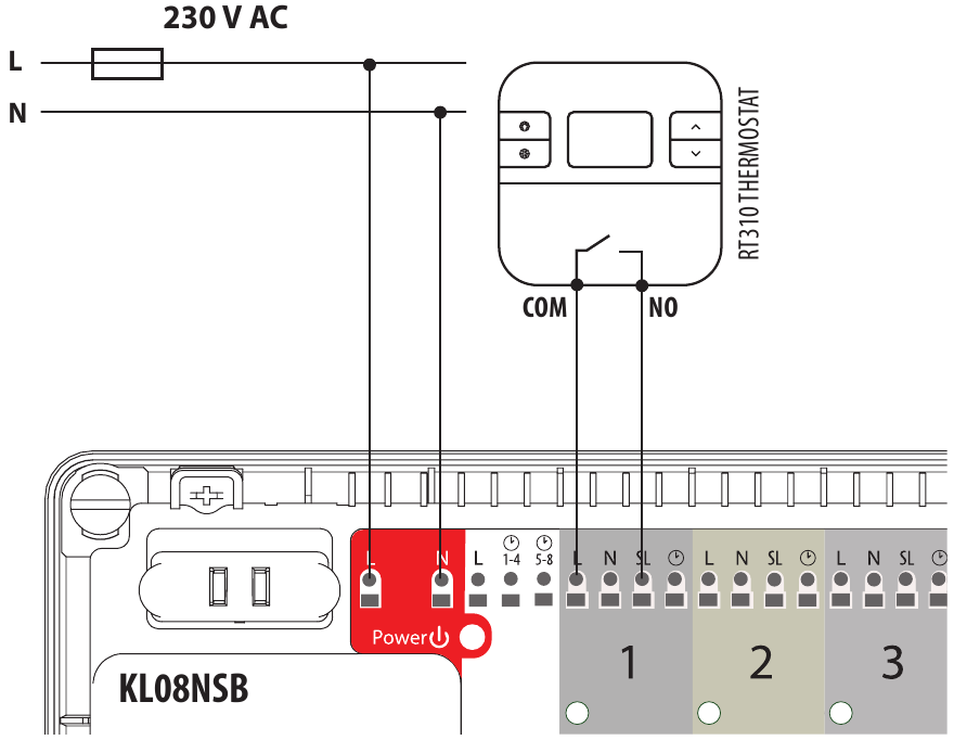 Thermostats connection - Example 3