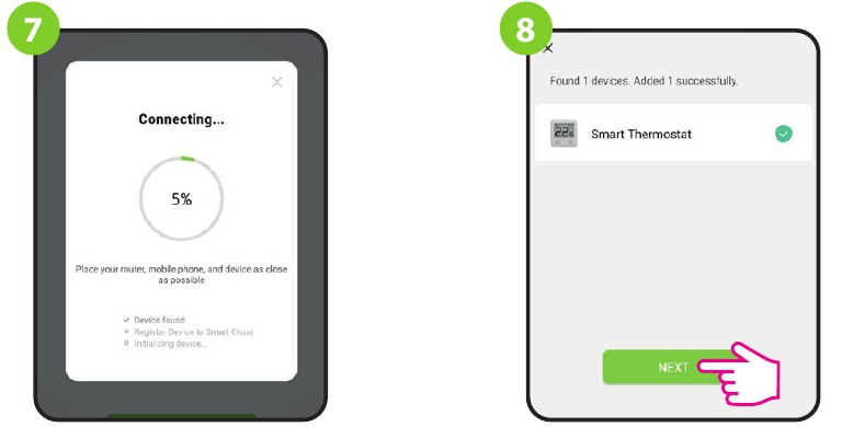 PODŁĄCZ TERMOSTAT DO WI-FI - Kroki 7,8