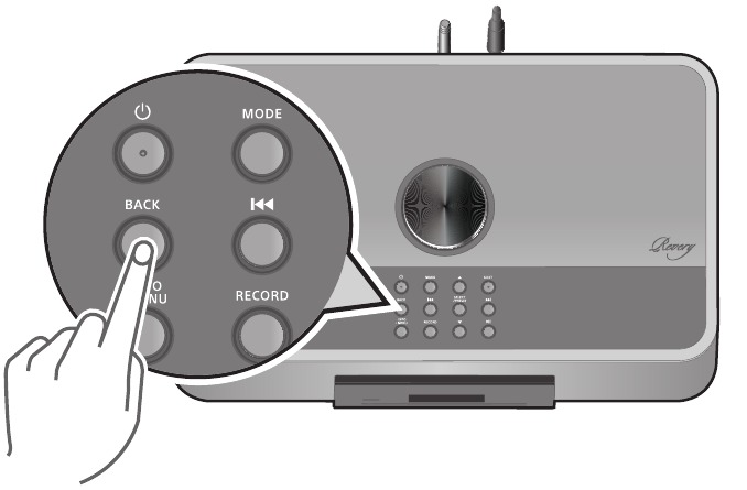 Back -painikkeen painaminen siirtyy takaisin ylemm&auml;n tason valikkoon