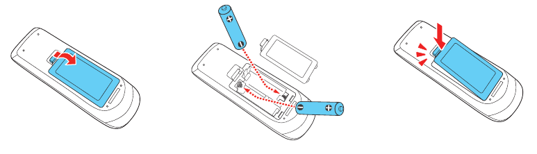 Verwendung der Fernbedienung &ndash; Batterien einlegen