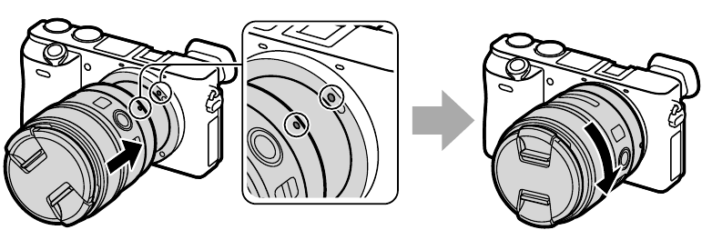 Установка и снятие объектива - Шаг 2 - Совмещение белых индексов