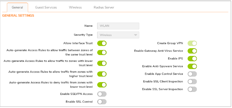 Configuraci&oacute;n de la zona WLAN - Ajustes