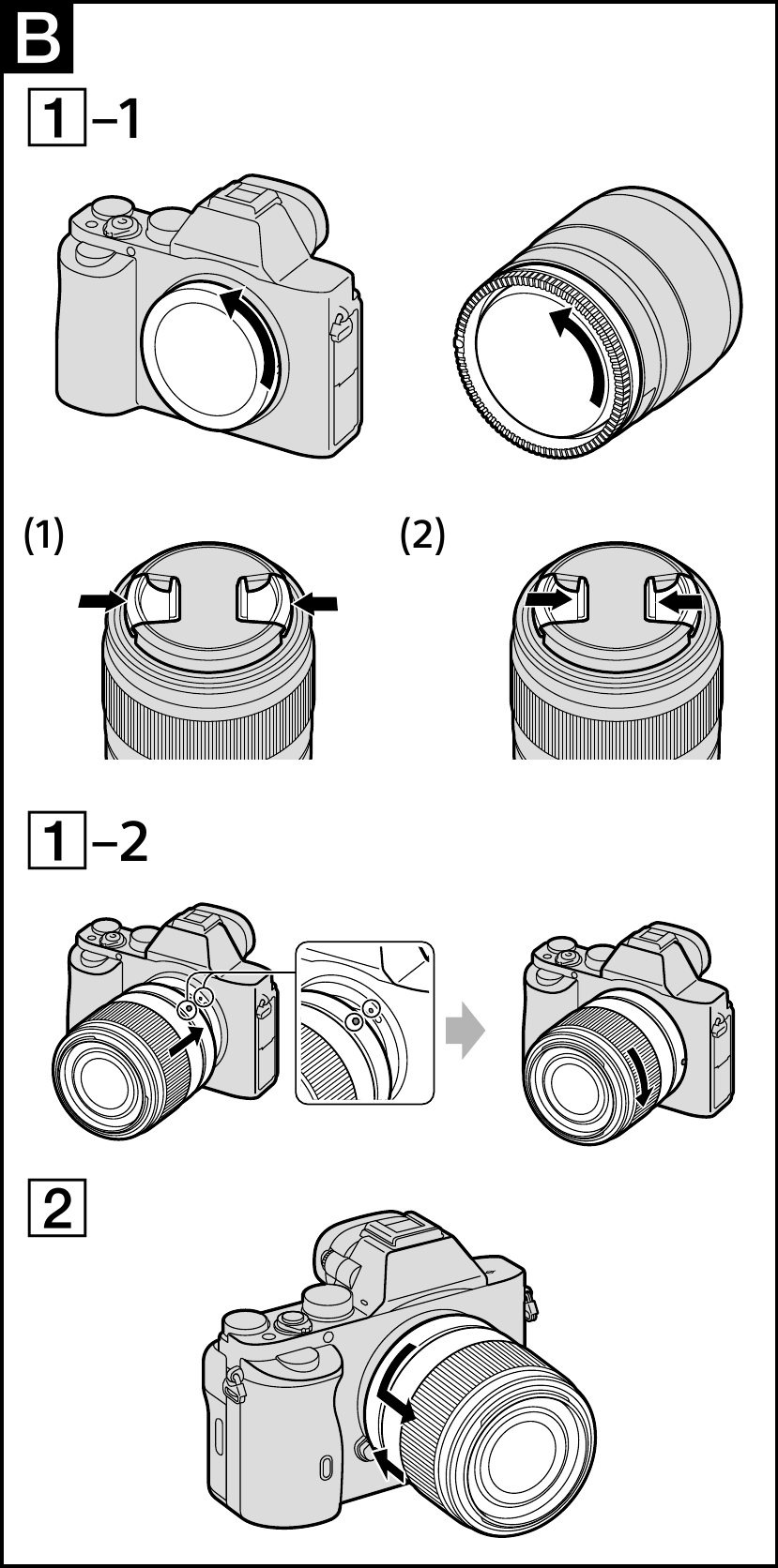 Objektiivin kiinnitt&auml;minen ja irrottaminen