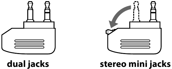 Notas sobre el uso en el avi&oacute;n - Funci&oacute;n de tomas mini duales/est&eacute;reo