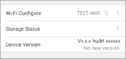 Докоснете Storage Status (Състояние на съхранението) в интерфейса Device Settings (Настройки на устройството)