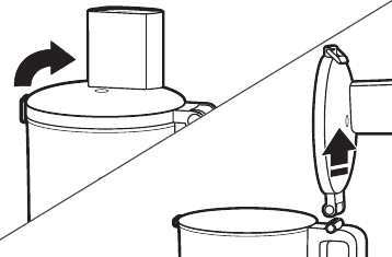 Prie&scaron; pirmą naudojimą - 1 žingsnis - Pakelkite dangtelio skląstį