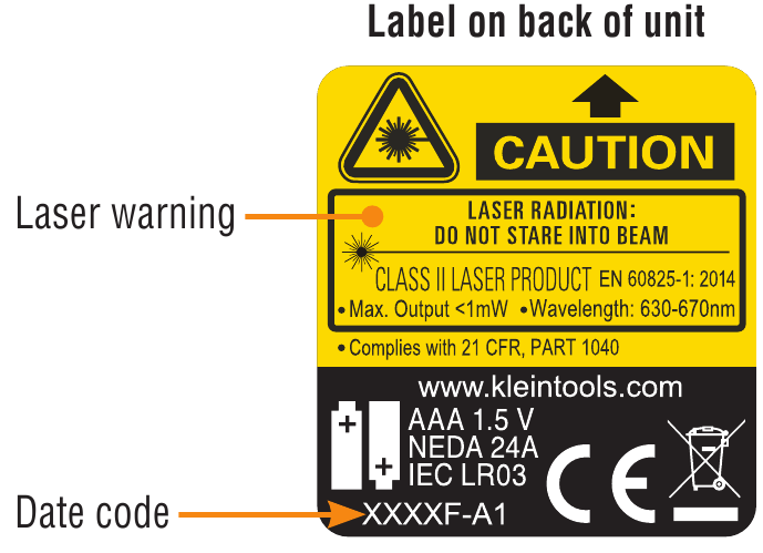 Nalepka na zadnji strani enote