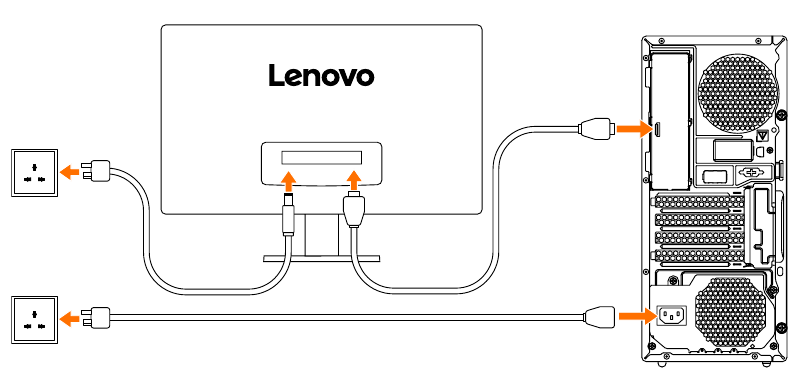 Menghubungkan monitor dan kabel daya