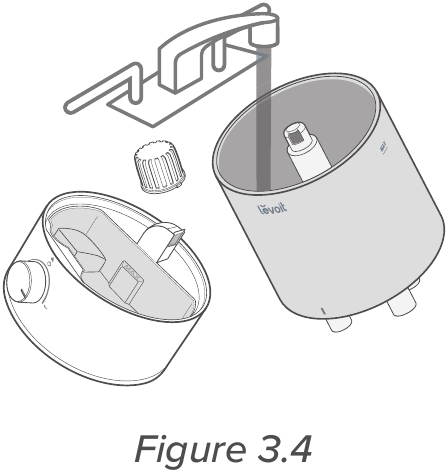Rinse the tank, water filter assembly, and base chamber