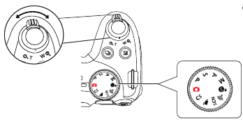 Using the mode dial and shutter button