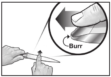  Develop a distinct burr along knife edge before stropping in Stage 3.
