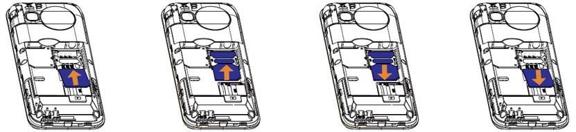 Vstavljanje in odstranjevanje kartice SIM - 1. korak