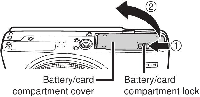 Insertion de la batterie et de la carte m&eacute;moire - &Eacute;tape 1