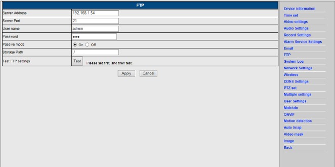 Nastavitev storitve FTP