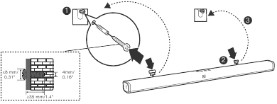 Soundbar'o montavimas ant sienos - 2 žingsnis