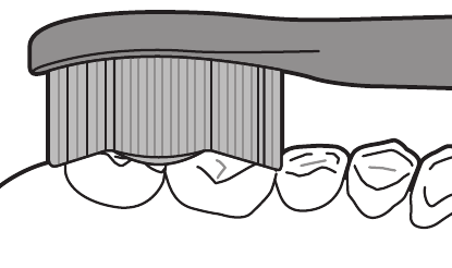 Pokyny na čistenie zubov - Žuvacie povrchy