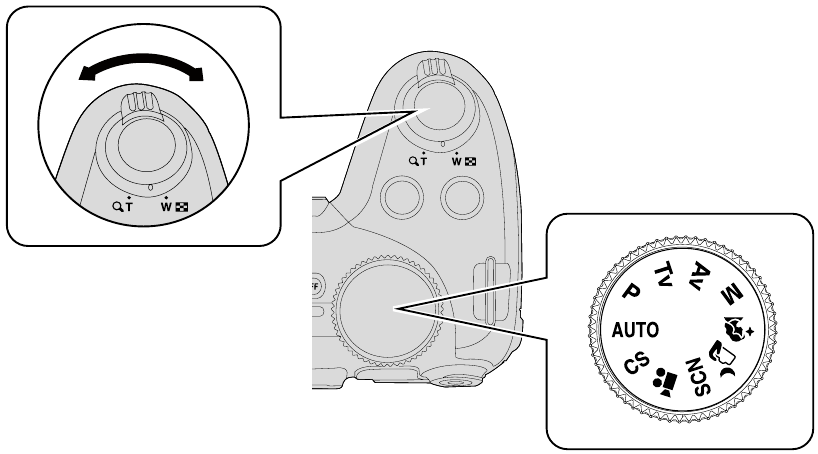 Taking a Picture - Menu dial and Zoom lever