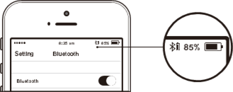 Indicador LED da bateria no dispositivo Bluetooth