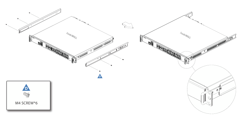 Za namestitev v standardno 19-palčno omaro - 3. korak